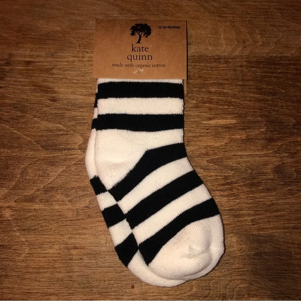 Kate Quinn Toddler Striped Socks Black White Size 12-24 Months